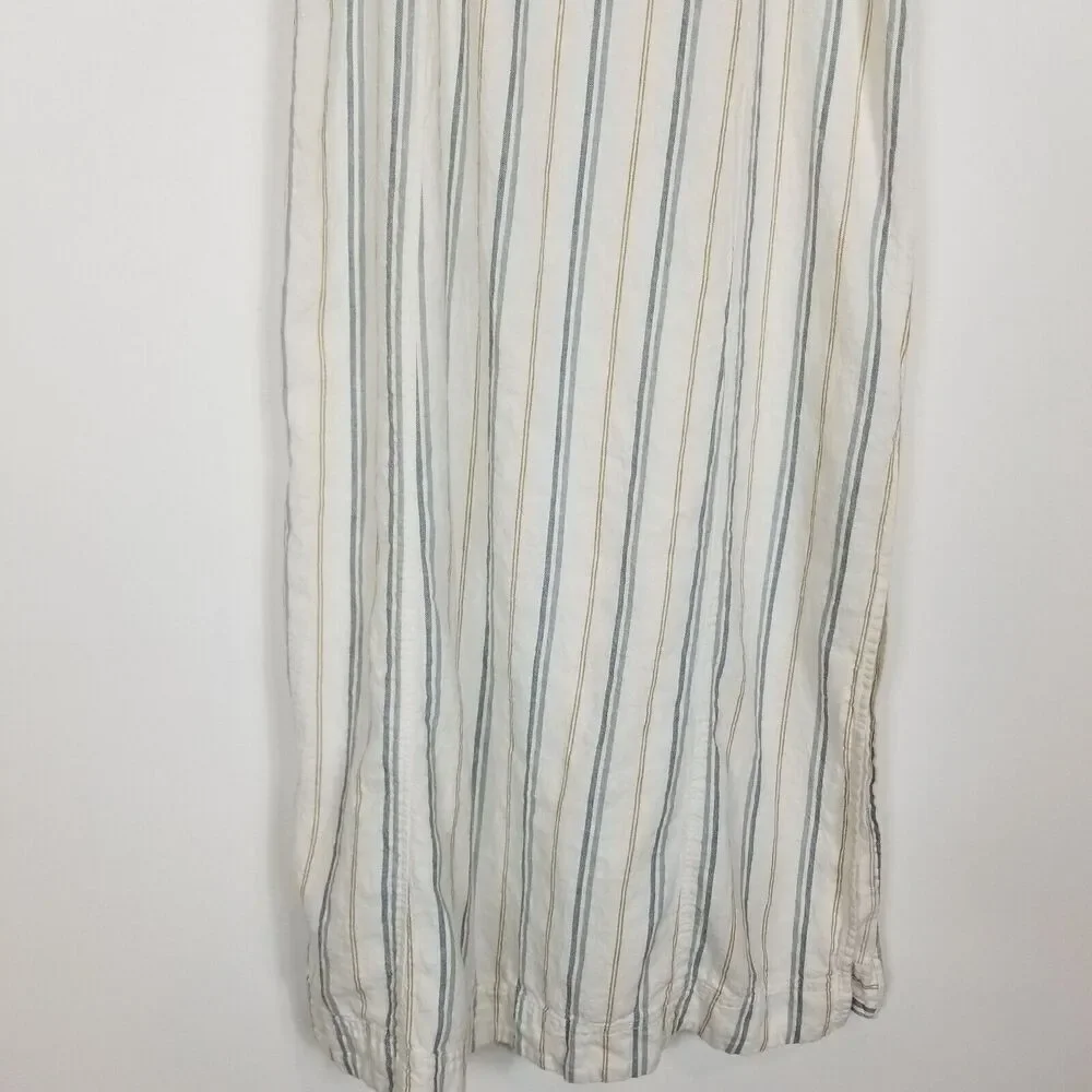 Madewell Women Linen-Cotton Princess-Seamed Midi Dress Sz M Stripe Boho Vacation - Picture 3 of 8